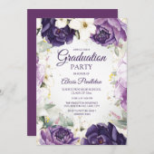 Eleganter Lila Abschluss Einladung (Vorne/Hinten)