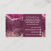 Eleganter Lila Agate Glitzer Marmorroute Visitenkarte (Rückseite)
