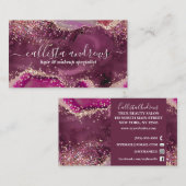 Eleganter Lila Agate Glitzer Marmorroute Visitenkarte (Vorne/Hinten)