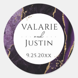 Eleganter Lila Agate Gold Glitzer Wedding Sticker