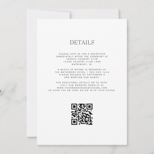 Eleganter Lila Agate Silver QR Code Wedding Einladung (Rückseite)