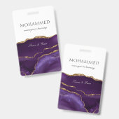 Eleganter Lila Agate-Skript benutzerdefinierter Mi Ausweis (Front & Back)