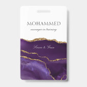 Eleganter Lila Agate-Skript benutzerdefinierter Mi Ausweis (Back)