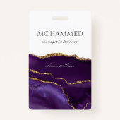 Eleganter Lila Agate-Skript benutzerdefinierter Mi Ausweis (Rückseite)