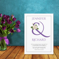 Eleganter lila Ampersand und weiße Rosenhochzeit