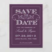 Eleganter Lila Ankündigung Datum freihalten (Vorderseite)