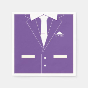 Eleganter Lila Anzug & White Necktie - Name hinzuf Serviette