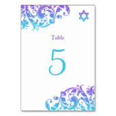 Eleganter Lila Aquamariner Blüh Bat Mitzvah Tischnummer (Rückseite)