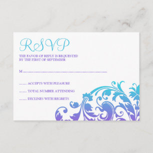 Eleganter Lila Aquamariner Blüh Bat Mitzvah UAWG RSVP Karte