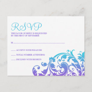 Eleganter Lila Aquamariner Blüh Bat Mitzvah UAWG RSVP Karte