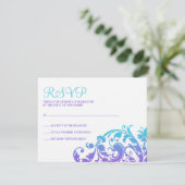 Eleganter Lila Aquamariner Blüh Bat Mitzvah UAWG RSVP Karte (Stehend Vorderseite)