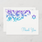 Eleganter Lila Aquamariner Blüh Bat Mitzvah Vielen Postkarte (Vorne/Hinten)