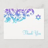 Eleganter Lila Aquamariner Blüh Bat Mitzvah Vielen Postkarte (Vorderseite)