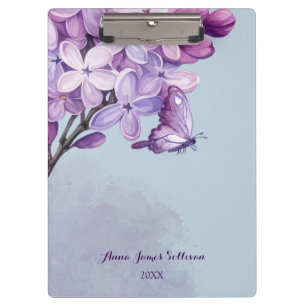 Eleganter lila Aquarell-Blumen-Hochzeitsplaner Klemmbrett