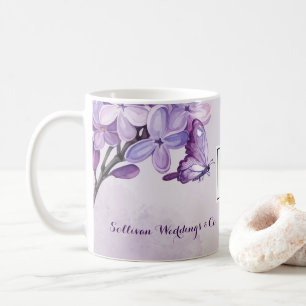 Eleganter lila Aquarell-Hochzeitsplaner QR-Code Kaffeetasse