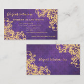 Eleganter lila barocker Damast-RenaissanceGrunge Visitenkarte (Vorne/Hinten)