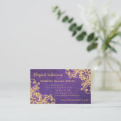 Eleganter lila barocker Damast-RenaissanceGrunge Visitenkarte (Stehend Vorderseite)
