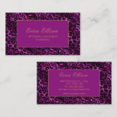 Eleganter Lila Black Leopard-Hochzeitsplaner Visitenkarte (Vorne/Hinten)
