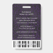 Eleganter Lila Black Leopard VIP All Access Pass Ausweis (Rückseite)