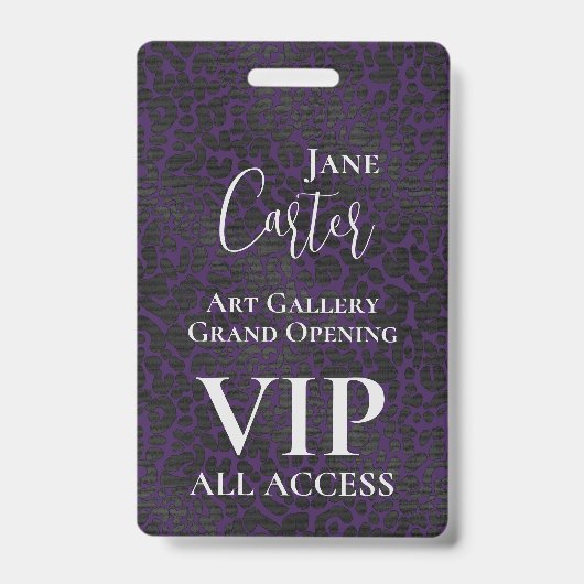 Eleganter Lila Black Leopard VIP All Access Pass Ausweis (Vorderseite)