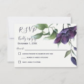 Eleganter Lila Blue Cream Wedding RSVP (Vorderseite)