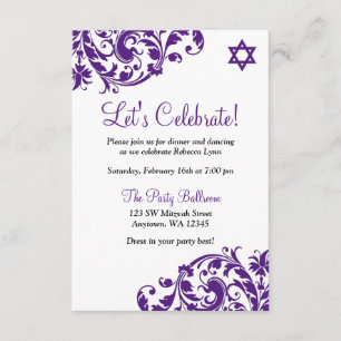 Eleganter Lila Blüh Bat Mitzvah Empfang Einladung