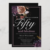 Eleganter Lila Blumenfifzig und fabelhafter Geburt Einladung (Vorne/Hinten)