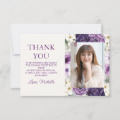 Eleganter Lila Blumengeburtstag Danke (Vorderseite)