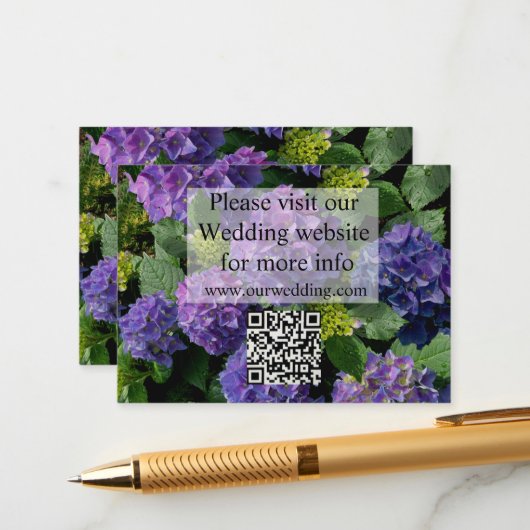 Eleganter lila Blumenhydrangeas QR-Code Begleitkarte (Vorderseite/Rückseite Beispiel)