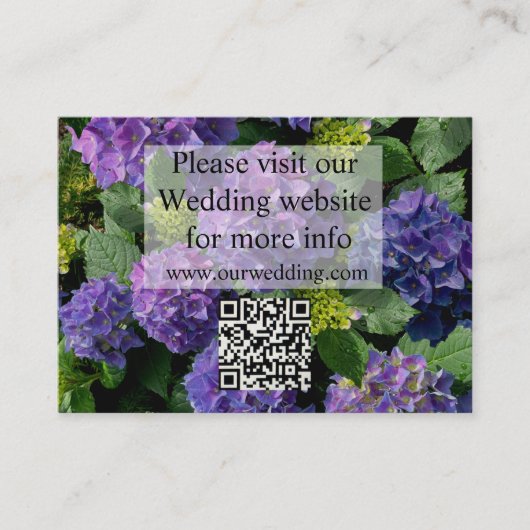 Eleganter lila Blumenhydrangeas QR-Code Begleitkarte (Vorderseite)