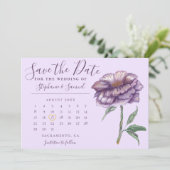 Eleganter Lila Blumenkalender Save The Date (Stehend Vorderseite)