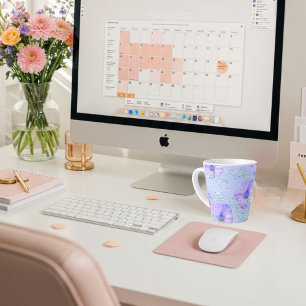 Eleganter Lila Blumenkoffer - Botanische Kunst D Milchtasse