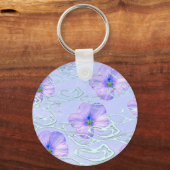 Eleganter Lila Blumenkoffer - Botanische Kunst D Schlüsselanhänger (Vorderseite)