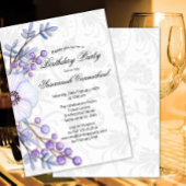 Eleganter Lila Blumenreath Damask Geburtstag Einladung