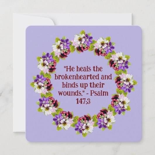 Eleganter Lila Blumenreath Religious Blank (Vorderseite)
