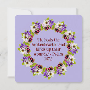 Eleganter Lila Blumenreath Religious Blank