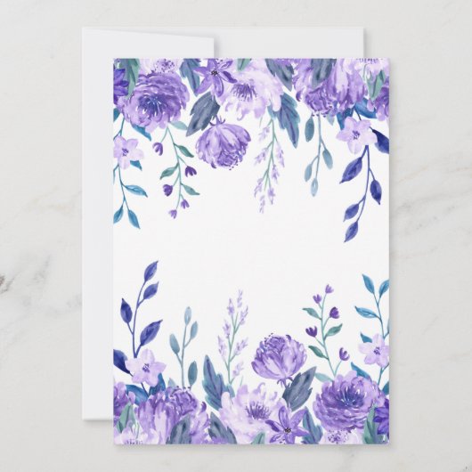 Eleganter Lila Blumenstrauß 1. Geburtstag Einladung (Rückseite)