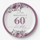 Eleganter Lila Blumenstrauß 60. Geburtstag Pappteller (Vorderseite)