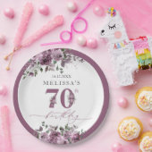 Eleganter Lila Blumenstrauß 70. Geburtstag Pappteller (Party)