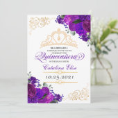 Eleganter Lila Blumenstrauß Geburtstag Einladung (Stehend Vorderseite)