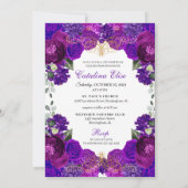 Eleganter Lila Blumenstrauß Geburtstag Einladung (Rückseite)