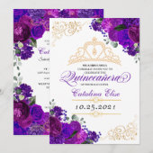 Eleganter Lila Blumenstrauß Geburtstag Einladung (Vorne/Hinten)