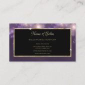 Eleganter Lila Bokeh Salon Schwarz und Goldrahmen Visitenkarte (Rückseite)