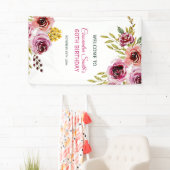 Eleganter Lila Burgund Rose Floral Geburtstag Banner (Insitu)