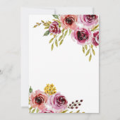 Eleganter Lila Burgund Rose Floral Geburtstag Einladung (Rückseite)