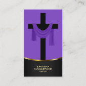Eleganter Lila Christlicher Pastor Cross & QR Code Visitenkarte (Vorderseite)