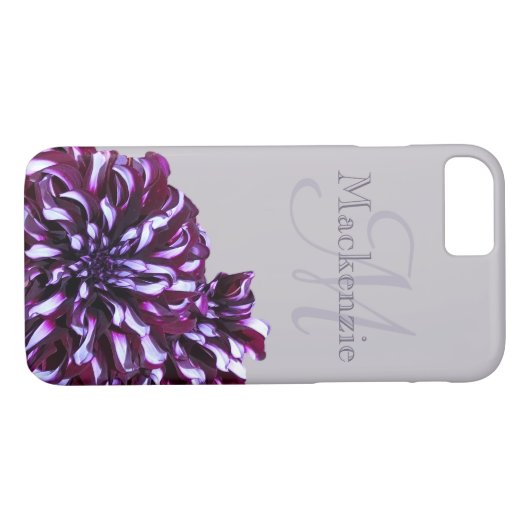 Eleganter lila Dahlia-Blume-Monogramm-individuelle Case-Mate iPhone Hülle (Rückseite (Horizontal))