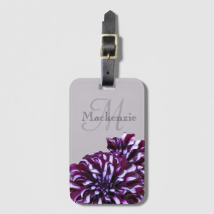 Eleganter lila Dahlia-Blume-Monogramm-individuelle Gepäckanhänger