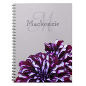 Eleganter lila Dahlia-Blume-Monogramm-individuelle Notizblock (Vorderseite)