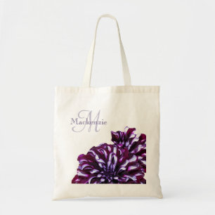 Eleganter lila Dahlia-Blume-Monogramm-individuelle Tragetasche